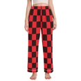 thumbnail image 1 of Dailycode Women's Pajama Pants Wide Leg Lounge Pj Bottoms With Pockets Black Red Checked, 1 of 7