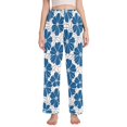 thumbnail image 1 of Dailycode Women's Pajama Pants Wide Leg Lounge Pj Bottoms With Pockets Blue Flowers with Petals, 1 of 7