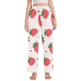 thumbnail image 1 of Dailycode Women's Pajama Pants Wide Leg Lounge Pj Bottoms With Pockets Cartoon Strawberry, 1 of 7