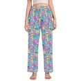 thumbnail image 1 of Dailycode Women's Pajama Pants Wide Leg Lounge Pj Bottoms With Pockets Colorful Cartoon Robots, 1 of 7