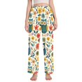 thumbnail image 1 of Dailycode Women's Pajama Pants Wide Leg Lounge Pj Bottoms With Pockets Colorful Owls and Flower, 1 of 7