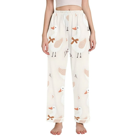 Dailycode Women's Pajama Pants Wide Leg Lounge Pj Bottoms With Pockets Cute Duck with Tie