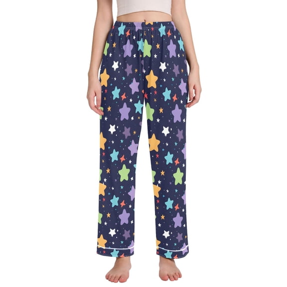 Dailycode Women's Pajama Pants Wide Leg Lounge Pj Bottoms With Pockets Cute Gorgeous Stars