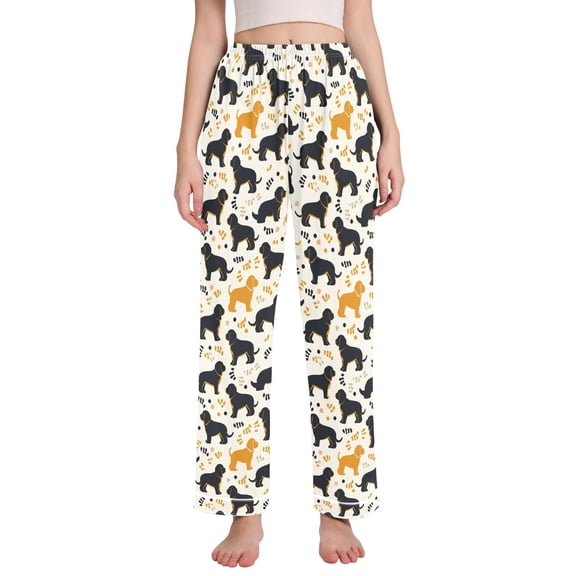 Dailycode Women's Pajama Pants Wide Leg Lounge Pj Bottoms With Pockets Dogs Outline and Paw
