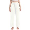 thumbnail image 1 of Dailycode Women's Pajama Pants Wide Leg Lounge Pj Bottoms With Pockets Off-white and White Stripes, 1 of 7