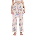 thumbnail image 1 of Dailycode Women's Pajama Pants Wide Leg Lounge Pj Bottoms With Pockets Pink Rose and Bow, 1 of 7