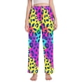 thumbnail image 1 of Dailycode Women's Pajama Pants Wide Leg Lounge Pj Bottoms With Pockets Rainbow Color Leopard, 1 of 7