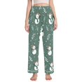 thumbnail image 1 of Dailycode Women's Pajama Pants Wide Leg Lounge Pj Bottoms With Pockets Snowmen Snow Dot Leaf, 1 of 7