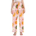 thumbnail image 1 of Dailycode Women's Pajama Pants Wide Leg Lounge Pj Bottoms With Pockets Strawberry Orange Daisy Flower, 1 of 7