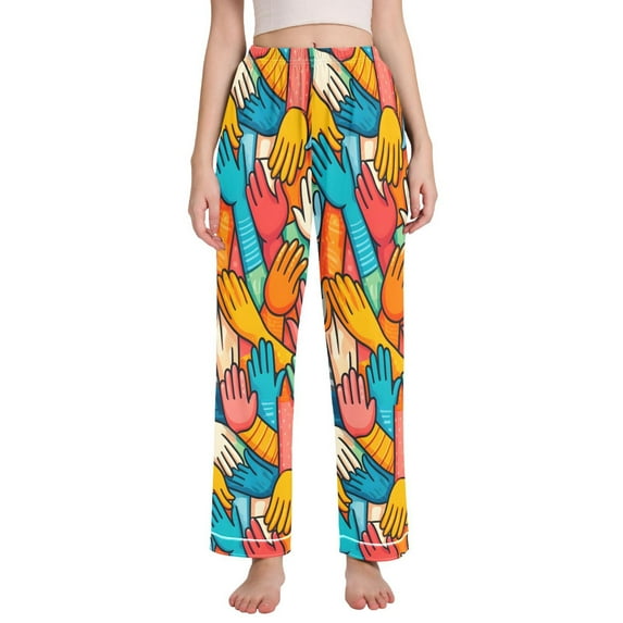 Dailycode Women's Pajama Pants Wide Leg Lounge Pj Bottoms With Pockets Various Colorful Hand