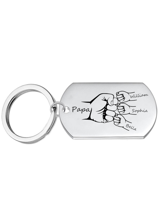 Papa Dad Keyring Keychain Type, Silver