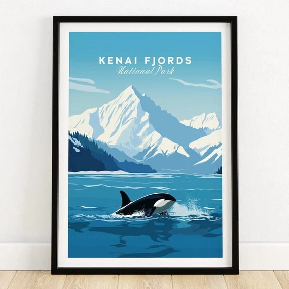 Dailymood Kenai Fjords Alaska Glacial Landscape Illustration National Park Wall Art Poster Print Unframed Multicolor