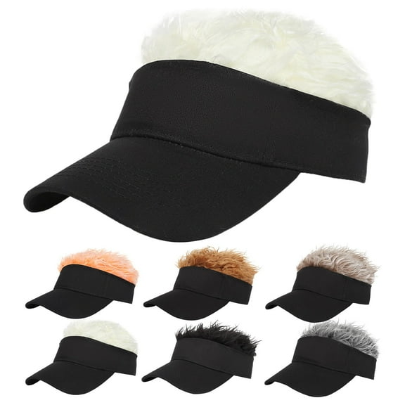 Dailypoc Adjustable Visor with Wig - Fashionable Unisex Baseball Hat, Hair Visor for Men Women, Stylish Outdoor Sun Protection, Perfect for Daily Wear, Comfortable Adjustable Fit,Grey,One Size
