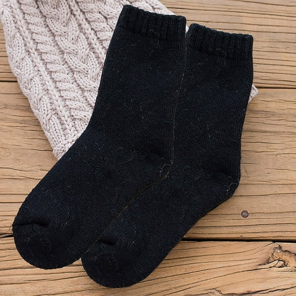 Dailypoc Ankle Socks for Women Wool Hiking Socks for Women Warm Winter Thermal Thick Socks for Cold Weather Cozy Gifts for Women Mom 1 Pairs,Black,One Size