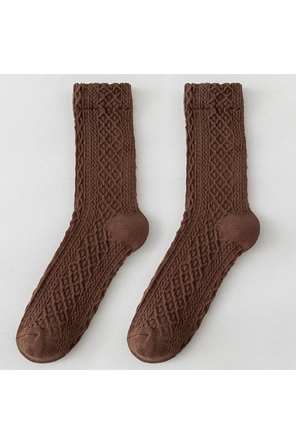Ankle Socks for Women Wool Socks for Women - Womens Wool Socks Comfortable and Warm, Classic Thick Knit Soft Vintage Casual Crew Sock,Brown,One Size