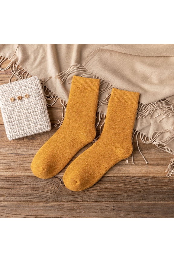Ankle Socks for Women Womens Super Thick Wool Socks - Soft Warm Comfort Casual Crew Winter Socks (Pack of 1),Orange,One Size
