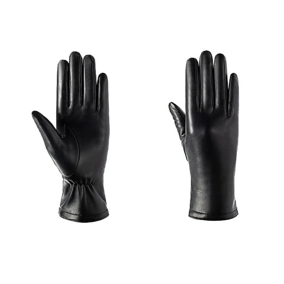 Dailypoc Black Gloves Women's Touchscreen Leather Gloves - Premium PU Material with Thermal Insulation for Cold Weather,Black,XL
