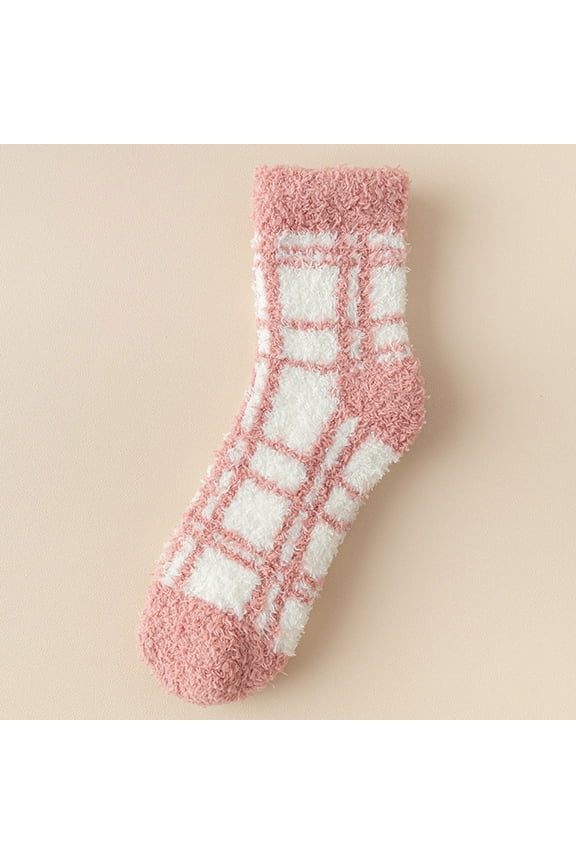 Crew Socks for Women Womens Slipper Socks Fuzzy Fluffy Cabin Cozy Winter Thick Warm Comfy Fleece Soft Grips Socks,Wine,One Size