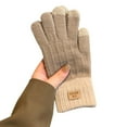 thumbnail image 1 of Dailypoc Gloves Winter Womens Classic Ribbed Knit Gloves - Stretchy Comfort, Soft Yarn, Timeless Design, Essential Winter Wear,Beige,One Size, 1 of 6