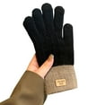 thumbnail image 1 of Dailypoc Gloves Winter Womens Classic Ribbed Knit Gloves - Stretchy Comfort, Soft Yarn, Timeless Design, Essential Winter Wear,Black,One Size, 1 of 6