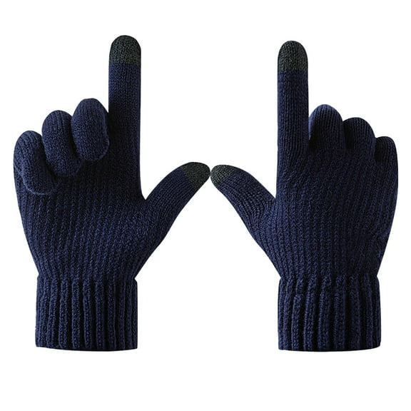 Dailypoc Gloves Winter Womens Cozy Sherpa Lined Winter Mittens - Plush Fuzzy Interior, Fleece Lining, Ribbed Cuff, Ultra Warmth,Navy,A