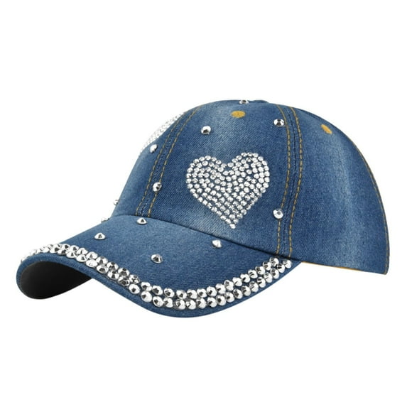 Dailypoc Hats For Women Vintage Washed Denim Baseball Cap - Retro Styling with Distressed Detail for Casual Wear,Blue,One Size