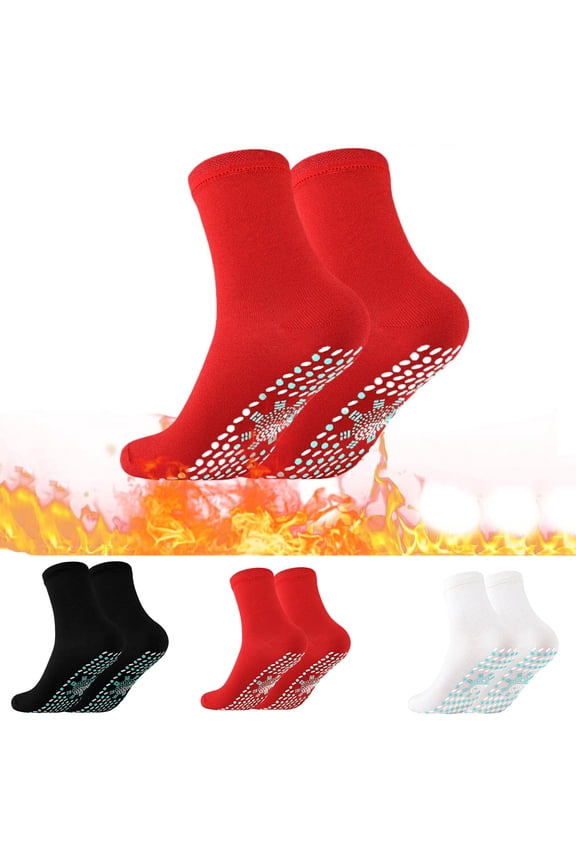 Heated Socks for Men Women, Tourmaline Self-Warming Winter Socks, Usb Rechargeable Black A