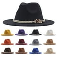 thumbnail image 1 of Dailypoc Hot Sale Women’s Wide Floppy Panama Hat - Wool Fedora with Belt Buckle, Classic Design for Daily Wear & Events, Warm & Stylish, Perfect for Cold Seasons,Purple,One Size, 1 of 3