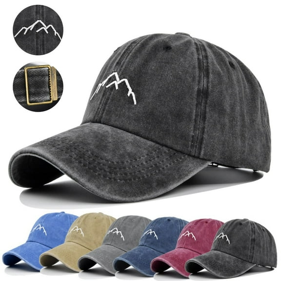 Dailypoc Popular Vintage Denim Baseball Cap - Unisex Retro Washed & Distressed Peaked Cap, Solid Color, Washed Texture, Perfect for Street Fashion & Casual Looks,Black,One Size