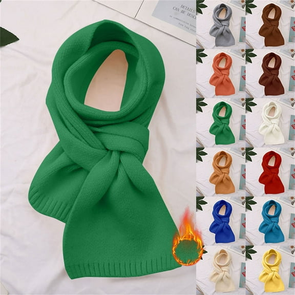 Dailypoc Scarf for Women Winter Women's Autumn & Winter Warm Solid Color Patch Knitted Scarf - Cozy Wear, Versatile, Fashionable & Long-Lasting Warmth,Red,One Size