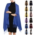 thumbnail image 1 of Dailypoc Scarf for Women Winter Women's Elegant Dressy Imitation Shawl - Soft Texture Long Scarf for Evening Gowns, Weddings & Formal Occasions,Black,One Size, 1 of 7