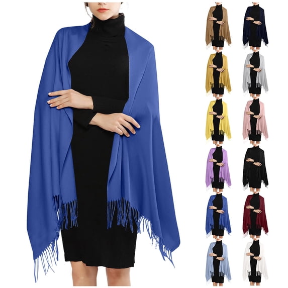 Dailypoc Scarf for Women Winter Women's Elegant Dressy Imitation Shawl - Soft Texture Long Scarf for Evening Gowns, Weddings & Formal Occasions,Navy,One Size