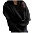 thumbnail image 1 of Dailypoc Utrum Knitted Cable Wrap for Women, Cropped Sweater Style with Sleeves, Versatile Knitted Scarf and Wrap Combo,Black,A, 1 of 4