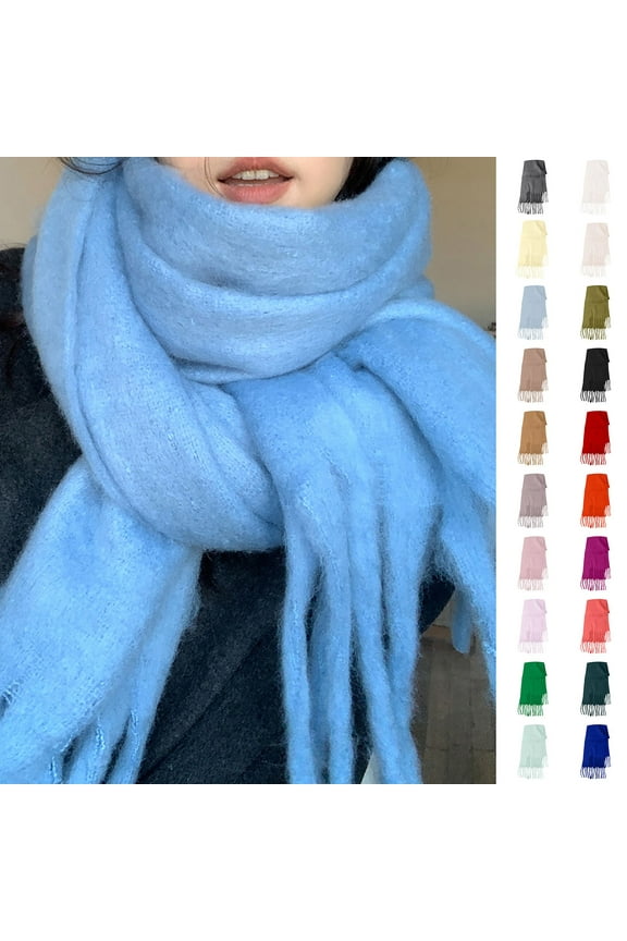 Winter Scarf for Women Cold Weather Women's Autumn Winter Solid Color Lazy Style Soft Big Pull Hair Warm Knitted Scarf - Skin-Friendly & Windproof for Cold Days,Brown,One Size