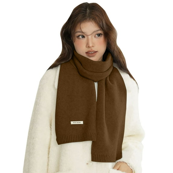 Dailypoc Winter Scarf for Women - Womens Soft-Warm-Chunky-Scarf for Cold Weather Winter Scarfs Fashion Solid Scarves Under $10, Coffee One Size