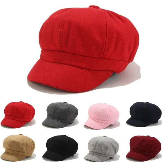 Dailypoc Women's Corduroy Beret Hat, Newsboy Cap Vintage Style for Fall Winter, Adjustable Khaki Universal Fit