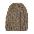thumbnail image 1 of Dailypoc Womens Hats Cable Knit Beanie with Foldover Brim - Thermal Winter Warmth, Ribbed Design, Unisex Cold Weather Hat,Khaki,One Size, 1 of 3