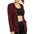 thumbnail image 1 of Dailywear Womens Long Sleeve Thin Cotton Full Zip Up Hoodie Jacket Burgundy, 2Xlarge, 1 of 4