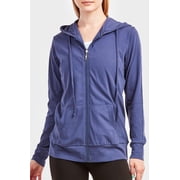 Dailywear Womens Long Sleeve Thin Cotton Full Zip Up Hoodie Jacket Denim, Xlarge