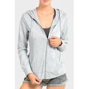 Dailywear Womens Long Sleeve Thin Cotton Full Zip Up Hoodie Jacket H.gry, 2Xlarge
