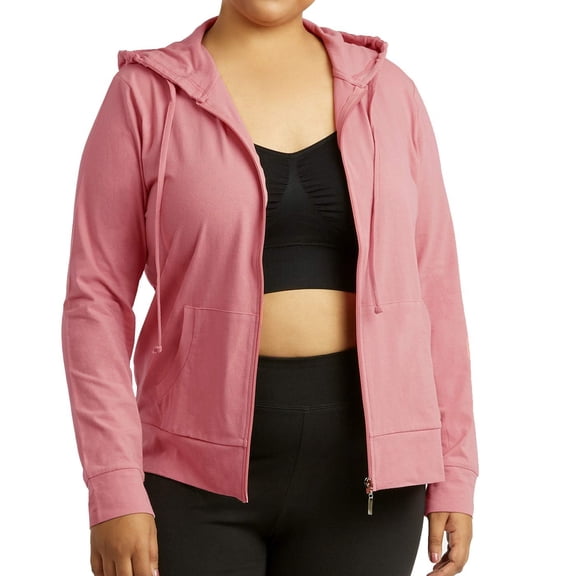 Dailywear Womens Long Sleeve Thin Cotton Full Zip Up Hoodie Jacket Mv.Rose, Medium