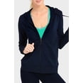 thumbnail image 1 of Dailywear Womens Long Sleeve Thin Cotton Full Zip Up Hoodie Jacket Navy, 3XLarge, 1 of 4