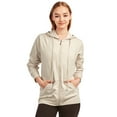 thumbnail image 1 of Dailywear Womens Long Sleeve Thin Cotton Full Zip Up Hoodie Jacket Oat, 3Xlarge, 1 of 5