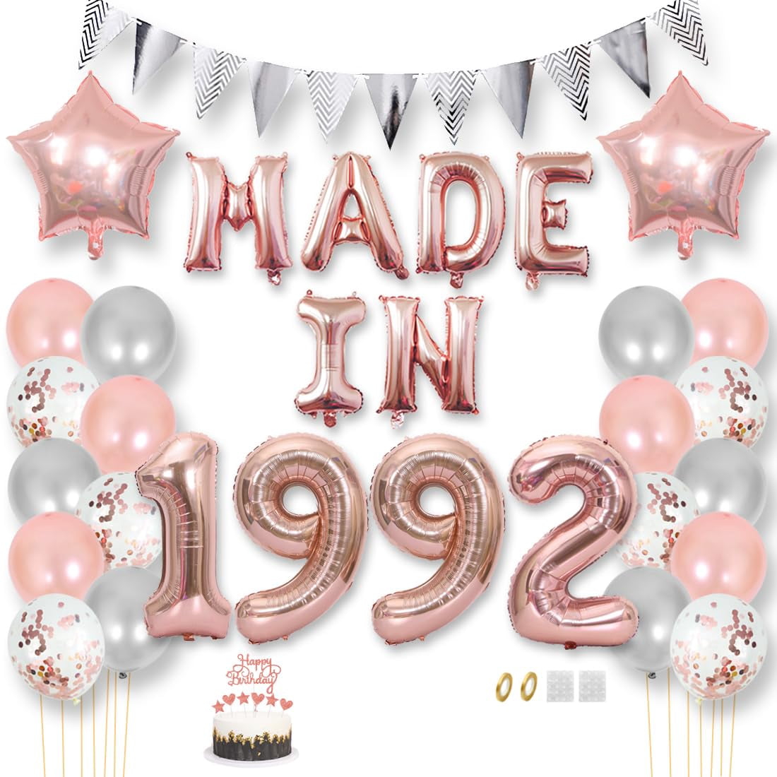 Daimay Happy 33TRDN Birthday Balloon Banner Decorations Rose Gold IN ...