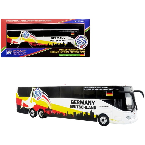 Daimler Tourrider Coach Bus "Germany National Football Team" White with Graphics 1/87 (HO) Diecast Model by Iconic Replicas