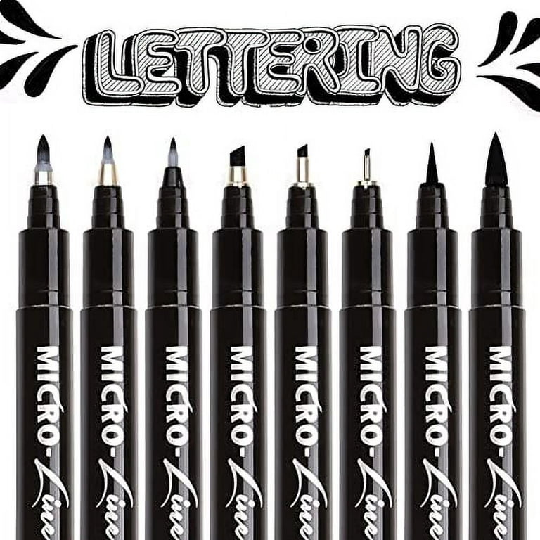 Dainayw Hand Lettering Pens, Calligraphy Brush Pen, 8 Size Black Markers  Set for Artist Sketch, Technical, Beginners Writing, Art Drawings,  Signature, Water Color Illustrations, Journaling 