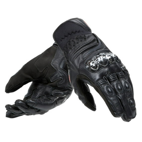 Dainese Carbon 4 Mens Short Leather Motorcycle Gloves Black/Black LG