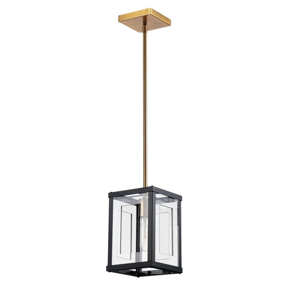 Dainolite 1 Light Acrylic Pendant, Matte Black & Vintage Bronze