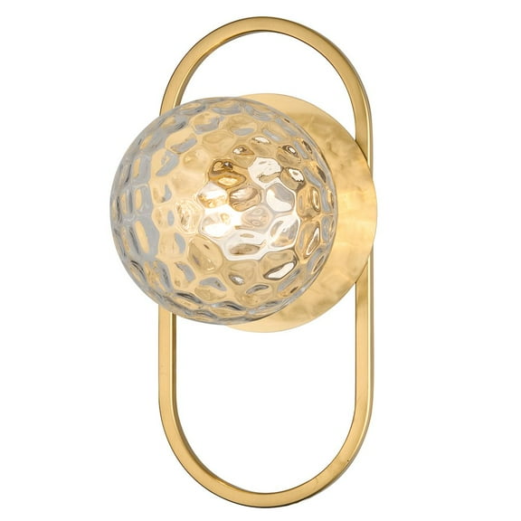 Dainolite 1 Light Aged Brass Wall Sconce w/ Clear Hammered Glass