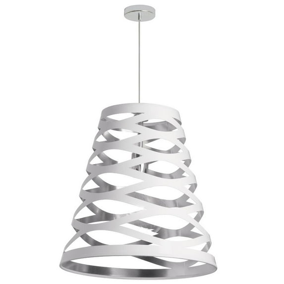 Dainolite 1 Light Cut Out Pendant Baron - White/Silver